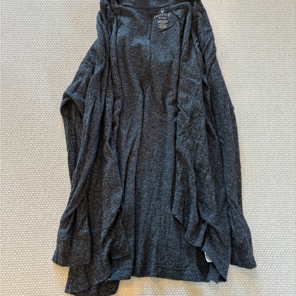 American Eagle Outfitters Charcoal Open Front Cardigan